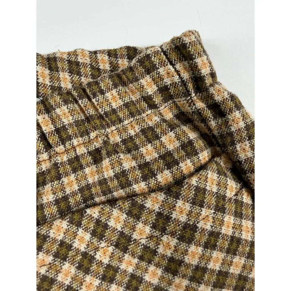 Zara Kids Plaid Flare Pants Brown Mustard Check 4-5 Years